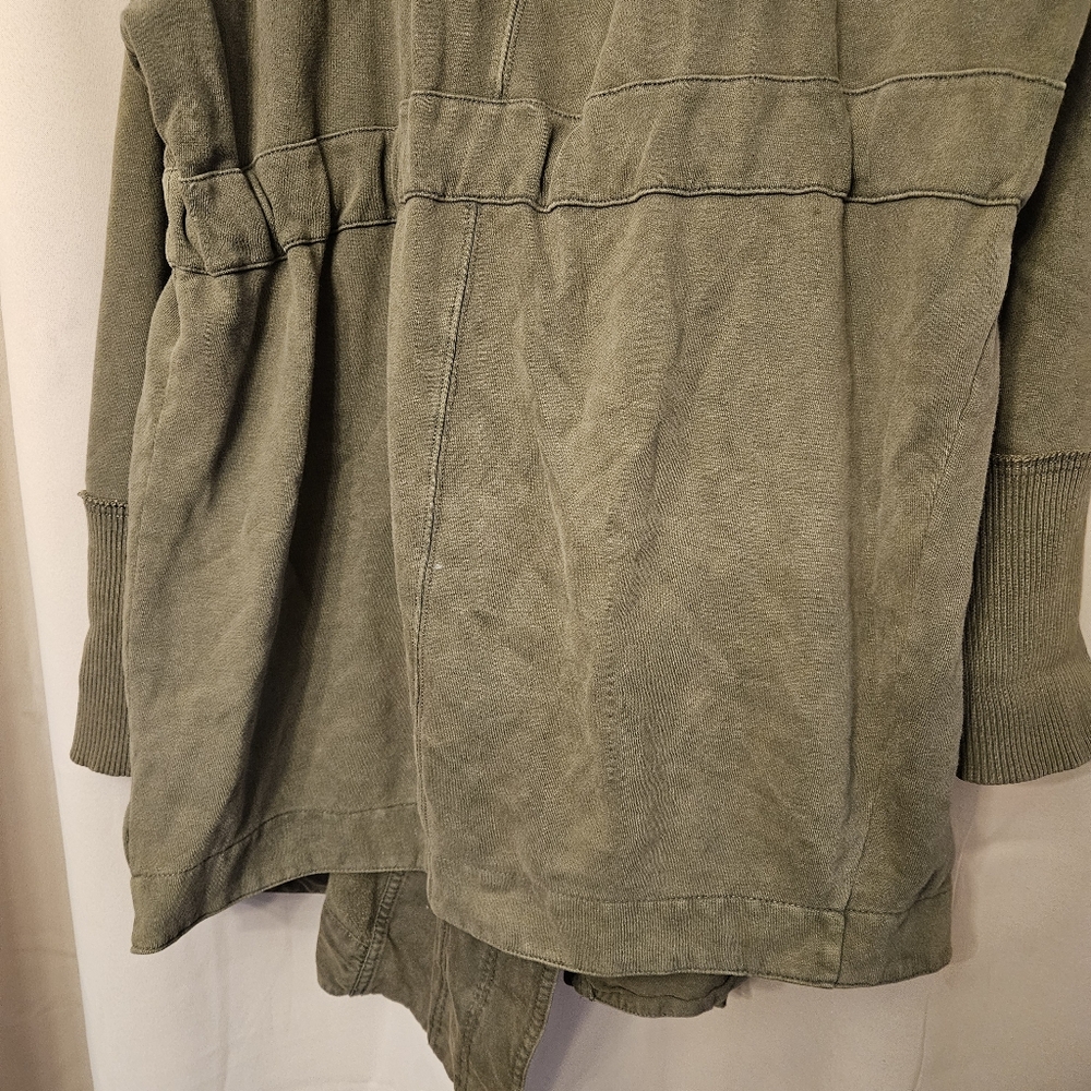 Free People Studio City Army Green Open Cardigan Jacket Chunky Oversized Boho L - Picture 9 of 10